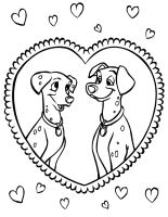A coloring page of 101 dalmatians